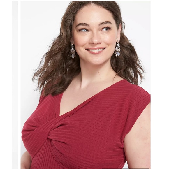 Lane Bryant Cap-Sleeve Twist-Neck Bodycon Wine Dress Size 22/24 - Picture 14 of 14